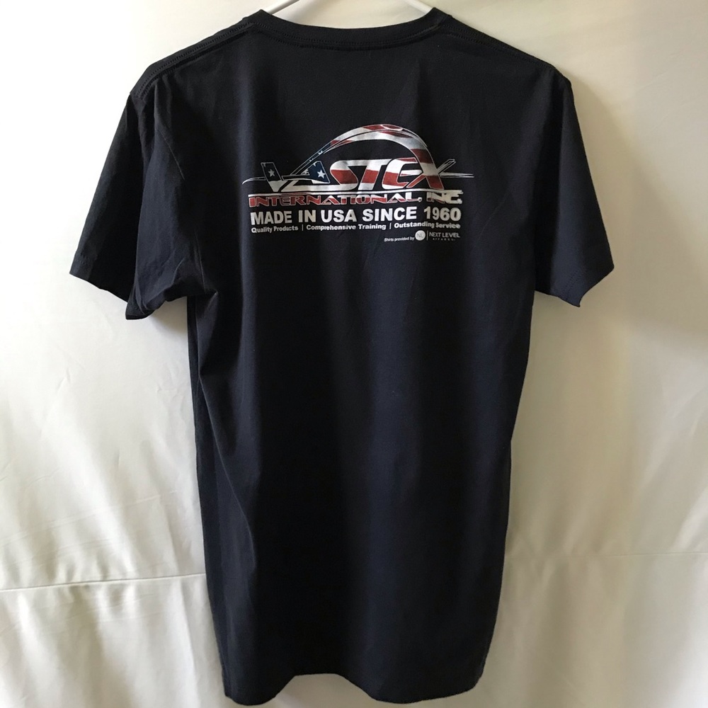 Black V-Neck Tee with Design on the Back